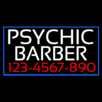 White Psychic Barber With Phone Number Leuchtreklame