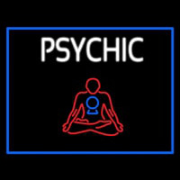 White Psychic Logo With Blue Border Leuchtreklame