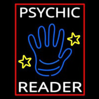White Psychic Reader With Blue Palm Leuchtreklame