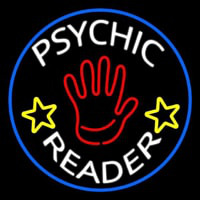 White Psychic Reader With Red Palm Blue Circle Leuchtreklame