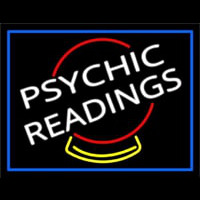 White Psychic Readings Crystal Blue Border Leuchtreklame