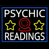 White Psychic Readings With Blue Border Leuchtreklame