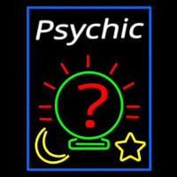 White Psychic With Blue Border Leuchtreklame