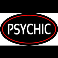 White Psychic With Red Border Leuchtreklame