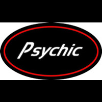 White Psychic With Red Oval Leuchtreklame