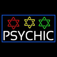 White Psychic With Stars Leuchtreklame