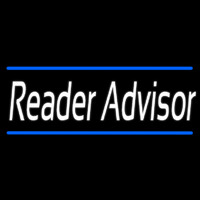 White Reader Advisor With Blue Border Leuchtreklame