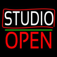 White Studio With Border Open 1 Leuchtreklame