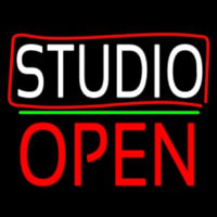 White Studio With Border Open 2 Leuchtreklame