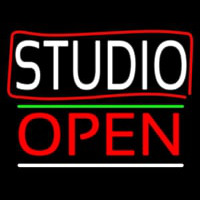 White Studio With Border Open 3 Leuchtreklame