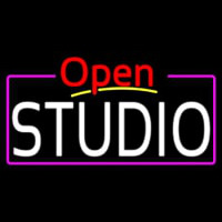 White Studio With Border Open 4 Leuchtreklame