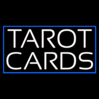White Tarot Cards Blue Border Leuchtreklame