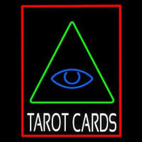 White Tarot Cards Logo And Red Border Leuchtreklame