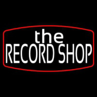 White The Record Shop Block Red Border Leuchtreklame