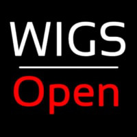 Wigs Open White Line Leuchtreklame