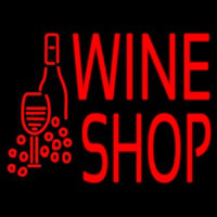 Wine Shop With Bottle And Glass Leuchtreklame