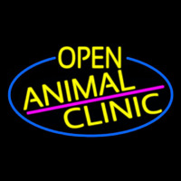 Yellow Animal Clinic Oval With Blue Border Leuchtreklame