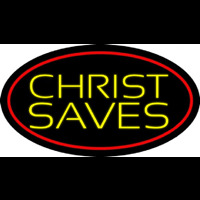 Yellow Christ Saves Leuchtreklame