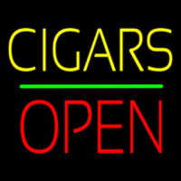 Yellow Cigars Red Block Open Green Line Leuchtreklame
