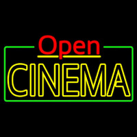 Yellow Cinema Open With Border Leuchtreklame
