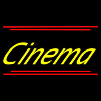 Yellow Cursive Cinema With Line Leuchtreklame