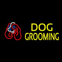 Yellow Dog Grooming With Logo Leuchtreklame