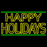 Yellow Double Stroke Happy Holidays Leuchtreklame