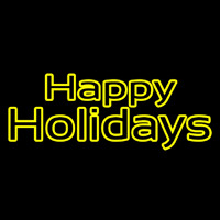 Yellow Double Stroke Happy Holidays Leuchtreklame