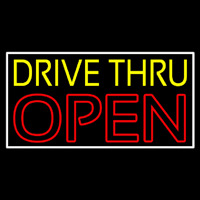 Yellow Drive Thru Open Red Leuchtreklame