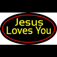 Yellow Jesus Loves You Leuchtreklame