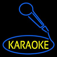 Yellow Karaoke With Mike Logo Leuchtreklame