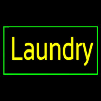 Yellow Laundry With Green Border Leuchtreklame