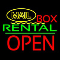 Yellow Mail Block Bo  Rental Open 1 Leuchtreklame