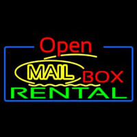 Yellow Mail Block Bo  Rental Open 4 Leuchtreklame