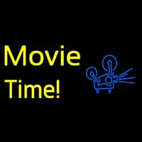 Yellow Movie Time With Logo Leuchtreklame