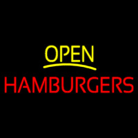 Yellow Open Red Hamburgers Leuchtreklame