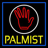 Yellow Palmist Block With Logo Blue Border Leuchtreklame