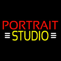 Yellow Portrait Studio With White Line Leuchtreklame
