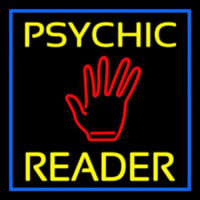 Yellow Psychic Reader Blue Border Leuchtreklame