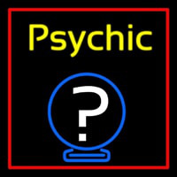 Yellow Psychic With Red Border Leuchtreklame
