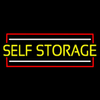 Yellow Self Storage Block With White Line Leuchtreklame