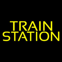 Yellow Train Station Leuchtreklame