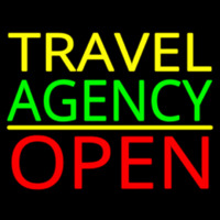 Yellow Travel Green Agency Open Leuchtreklame