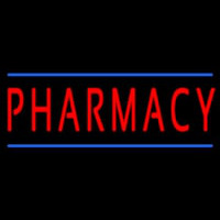 Red Pharmacy Blue Lines Leuchtreklame