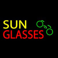 Yellow Sun Red Glasses With Logo Leuchtreklame