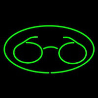 Glasses Logo Oval Green Leuchtreklame