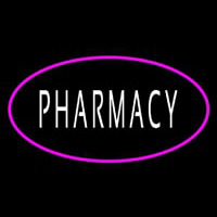 White Pharmacy Pink Oval Border Leuchtreklame