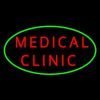 Red Medical Clinic Oval Green Leuchtreklame
