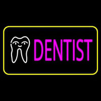 Pink Dentist Tooth Logo Yellow Border Leuchtreklame