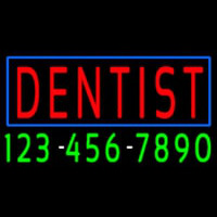 Red Dentist Blue Border With Phone Number Leuchtreklame